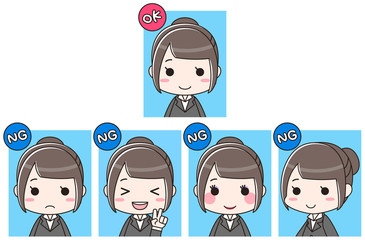 証明写真のOK・NGセット（アイコン付き）　女性