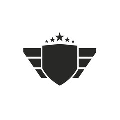 Shield with Wing and Star Emblem Badge Vector
