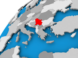Map of Serbia in red