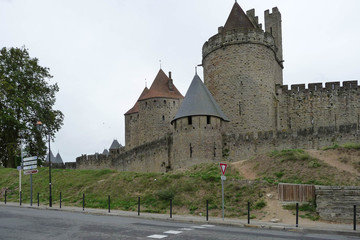 Fototapeta na wymiar Barbicans of Carcassonne -02