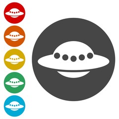 UFO Flying Saucer Vector Icons set 