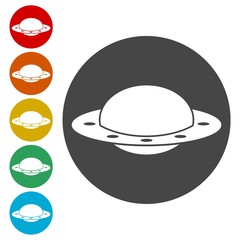 UFO Flying Saucer Vector Icons set 