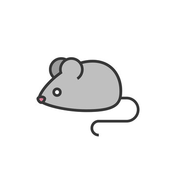 rat or mouse outline icon with fill colour