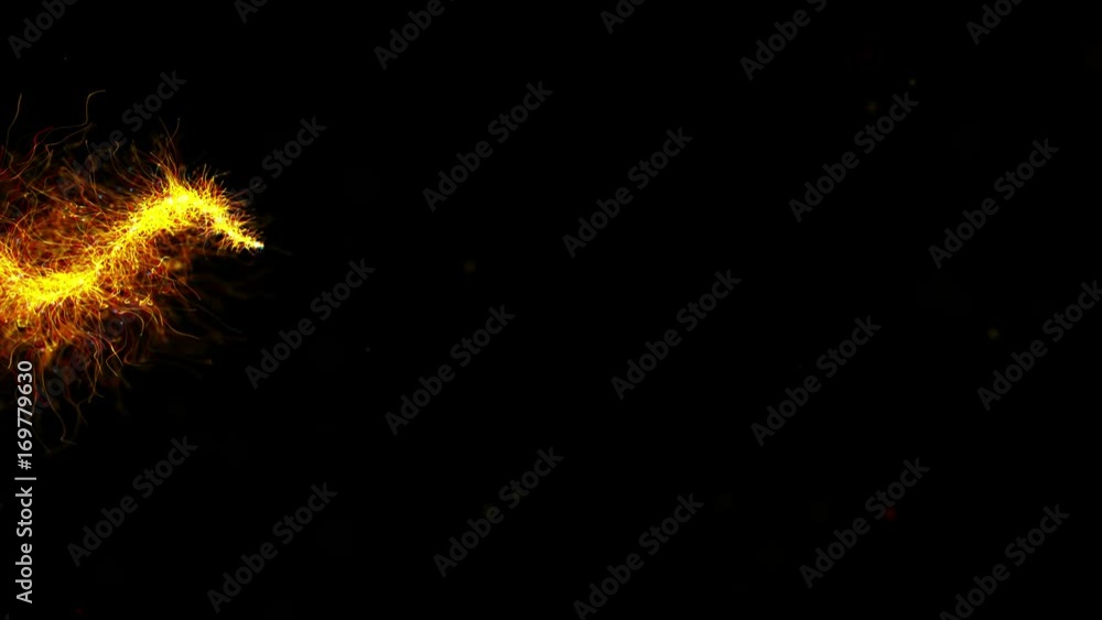 Poster 3d rendered particle trail background. abstract detailed particles structure. particles are emitted 