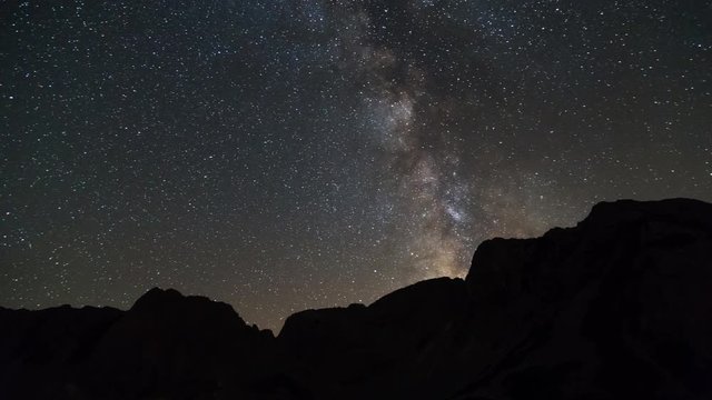 Milky way over the mountain peaks