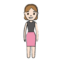 businesswoman standing icon over white background colorful design vector illustration