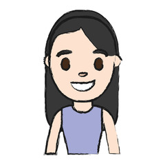 Obraz premium cartoon young woman smiling icon over white background colorful design vector illustration