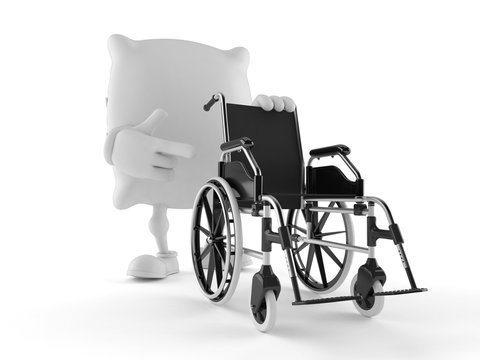 Pillow character with wheelchair