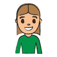 cartoon young woman smiling icon over white background colorful design vector illustration