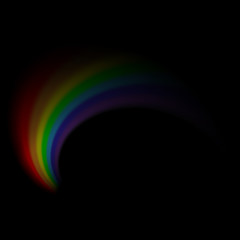 Rainbow icon. Shape arch isolated on black background. Colorful light and bright design element. Symbol of rain, sky, clear, nature. Flat simple graphic style Vector illustration