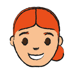 cartoon woman smiling icon over white background colorful design vector illustration