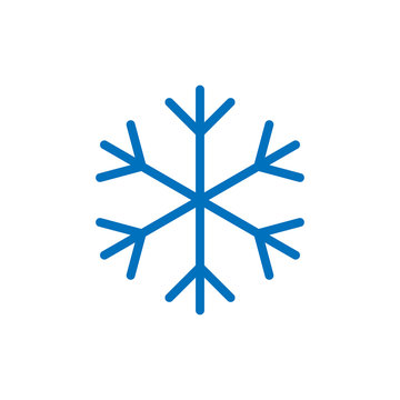 Snowflake sign. Blue Snowflake icon isolated on white background. Snow flake silhouette. Symbol of snow, holiday, cold weather, frost. Winter design element Vector illustration