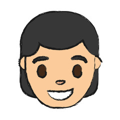 cartoon woman smiling icon over white background colorful design vector illustration