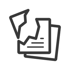 office torn paper line icon