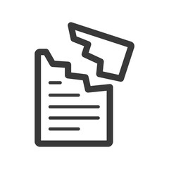 office torn paper line icon