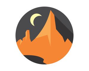 Obraz premium red mountain in the night wit crescent moon vector