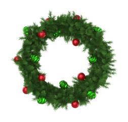 Fototapeta na wymiar Christmas Wreath Decoration Isolated
