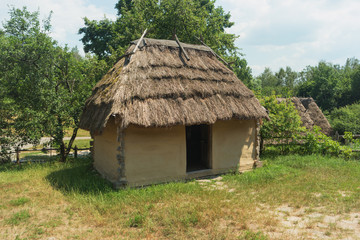 Fototapeta na wymiar Ukrainian authentic old rural house - outbuilding.