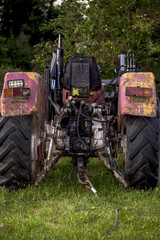 the rear of the old tractor