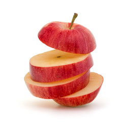 Red sliced apple isolated on white background cutout