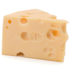 Cheese block isolated on white background cutout