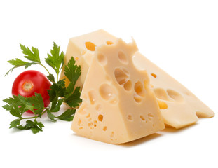 Cheese block isolated on white background cutout