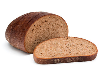Fresh sliced rye bread loaf isolated on white background cutout