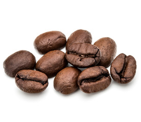 roasted coffee beans isolated in white background cutout