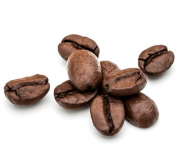 roasted coffee beans isolated in white background cutout