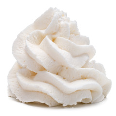 Whipped cream swirl  isolated on white background cutout
