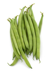 Green beans handful isolated on white background cutout