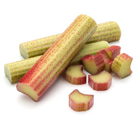 rhubarb stem isolated on white background cutout