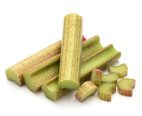 rhubarb stem isolated on white background cutout