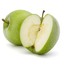 Green sliced apple isolated on white background cutout