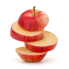 Red sliced apple isolated on white background cutout