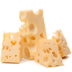 Cheese block isolated on white background cutout