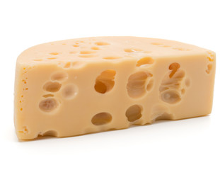 Cheese block isolated on white background cutout