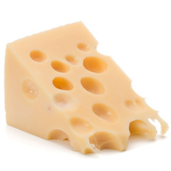 Cheese block isolated on white background cutout