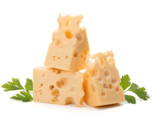 Cheese block isolated on white background cutout