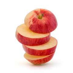 Red sliced apple isolated on white background cutout