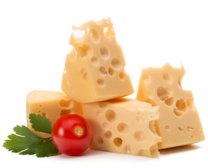 Cheese block isolated on white background cutout