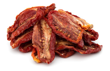 Dried tomatoes isolated on white background cutout