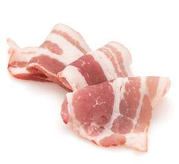 sliced pork bacon isolated on white background cutout