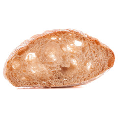 Slice of fresh ciabatta bread isolated on white background cutout