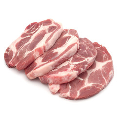 Raw pork chop meat isolated on white background cutout