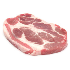 Raw pork chop meat isolated on white background cutout