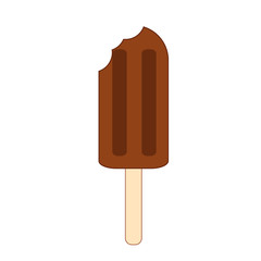 Delicious frozen palette ice-cream with bite, vector illustration