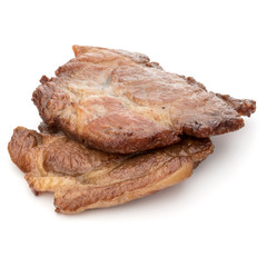 Cooked fried pork meat isolated on white background cutout