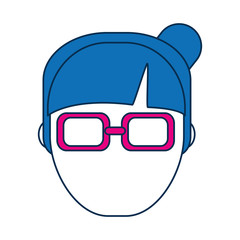 woman wearing glasses icon over white background colorful design vector illustration