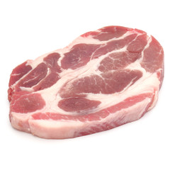 Raw pork chop meat isolated on white background cutout